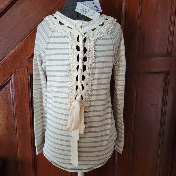 Striped Knit Top With Lace-Up Back Design For Juniors By Jolt  Medium  Cotton & - Picture 2 of 10